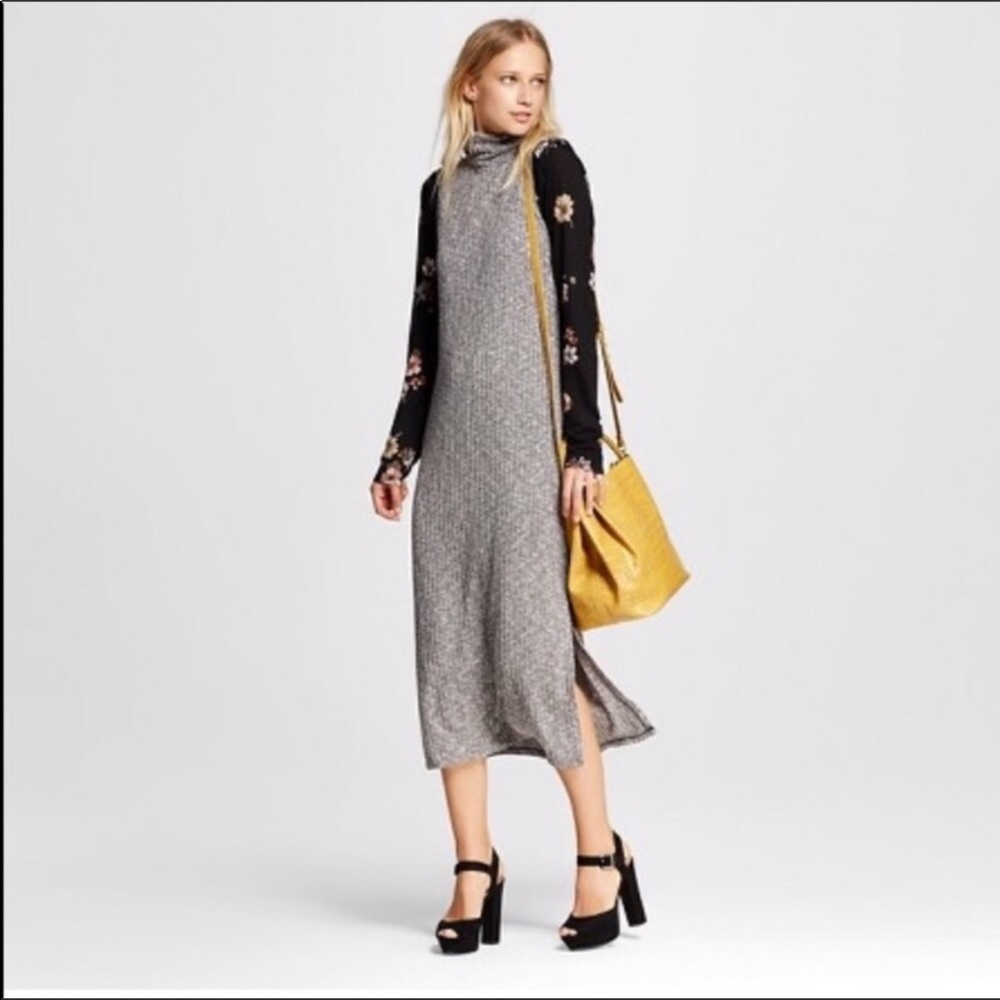 Who What Wear Grey Sleeveless Turtleneck Dress (S)